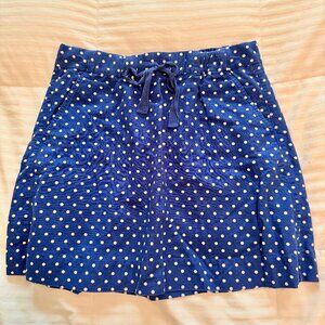 JCrew Blue Linen Polka Dot Drawstring Mini Skirt Lined Womens Size 6